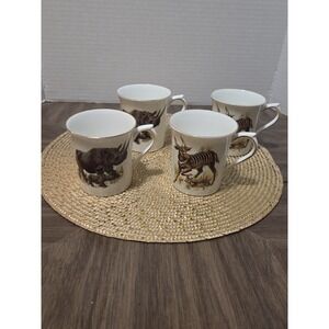 Queen's fine bone china mugs by Rosina Vintage Set Of 4 African Safari